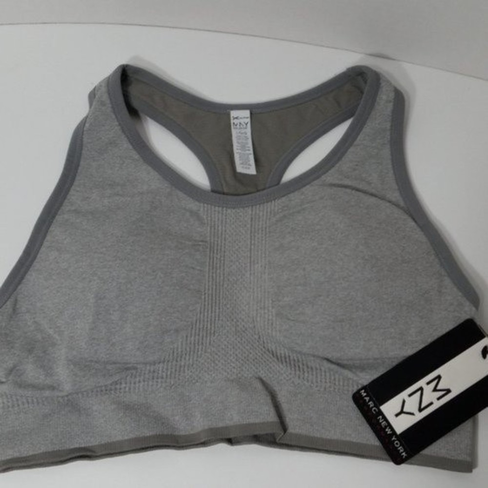 Marc New York Racerback Sports Bra Large Grey